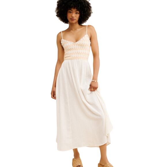 Free People Sweet Nothings Midi-Solid Sleeveless Boho Dress in Marshmellow L - Picture 2 of 5